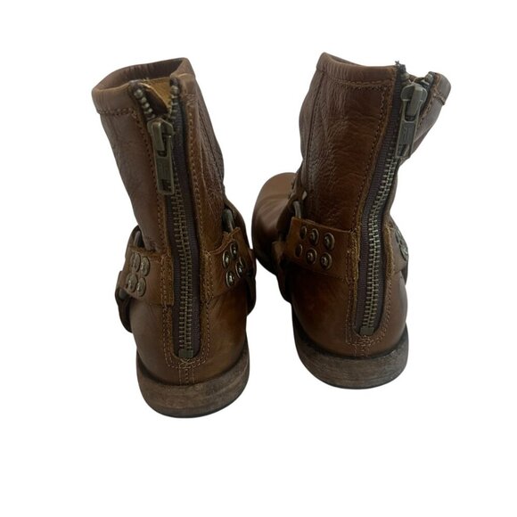 Frye Phillip Studded Harness Boots Booties Short Brown Leather Size 6.5 Women's - Picture 6 of 15